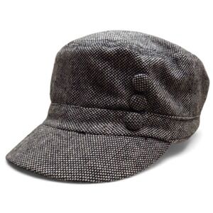 D&Y Womens Newsboy Hat Cap Gray Speckled OSFM Adjustable  Lined Buttons Accent